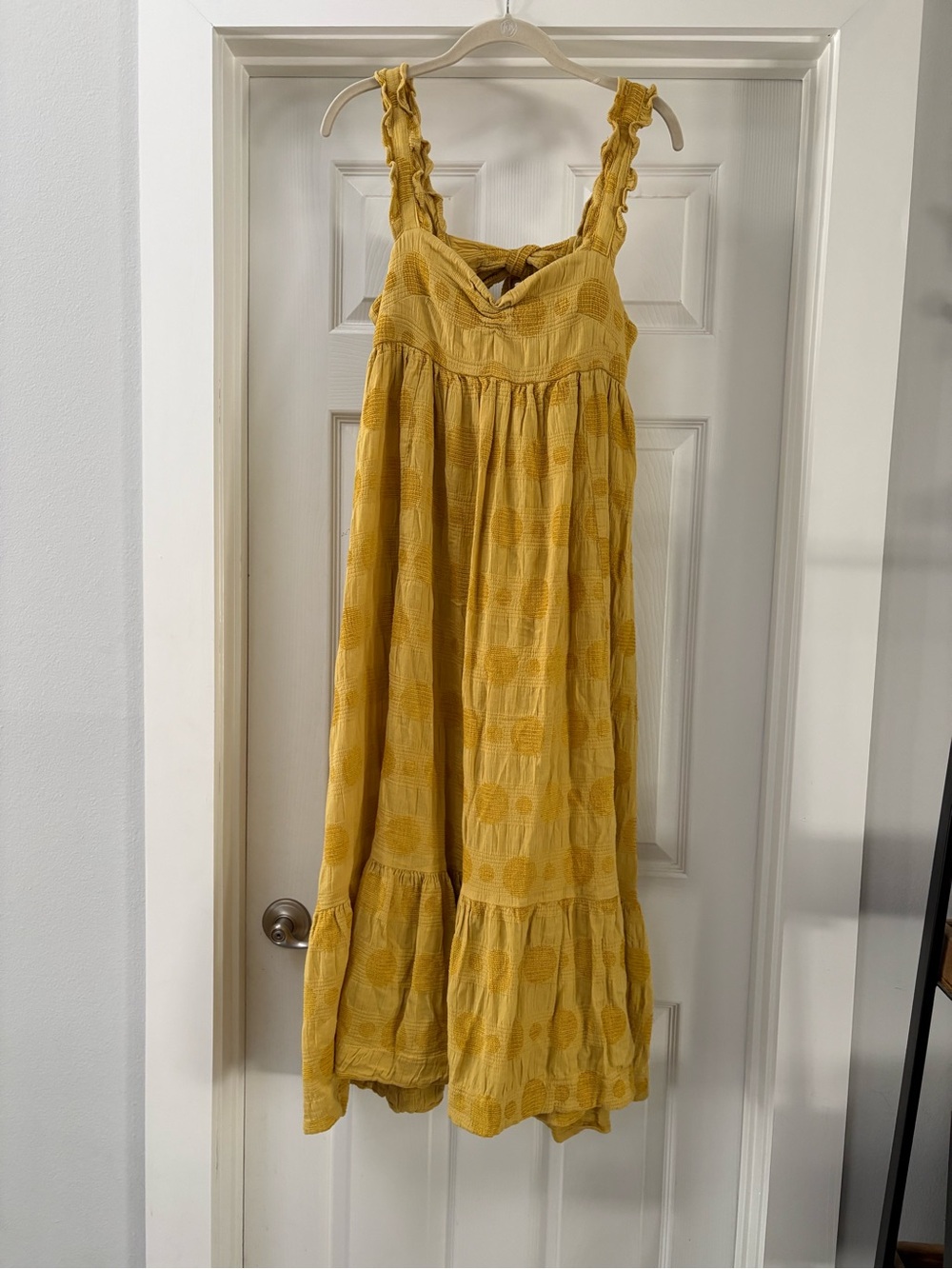 Textured Smocked Maxi Dress in Mustard Yellow